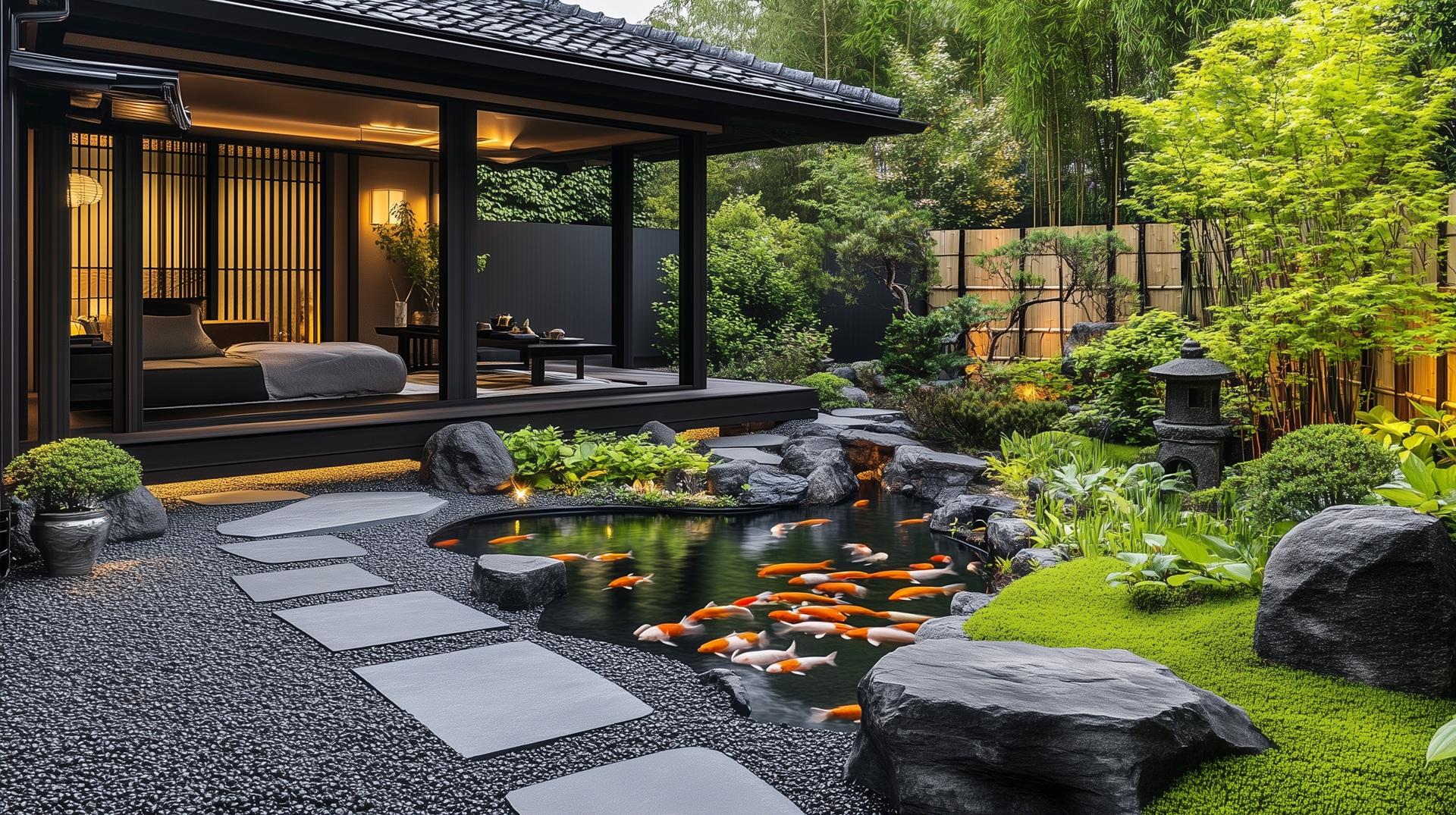 Japanischer Garten mit Koi-Teich und Pflanzen | Pool Shop